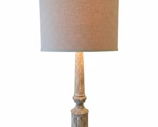 Aidan Gray Carved Pedestal Table Lamp with Linen Shade