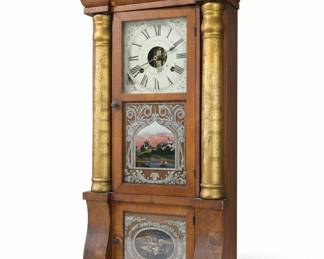 Seth Thomas Triple Decker Oak Grandfather Clock with Painted Glass Panels