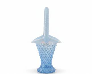 Fenton Blue Opalescent Hobnail Basket