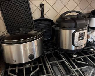 Cast iron           Cast iron pans  and griddle , crock pot, instant pot ,
