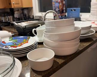 A selection of whit dishes and clear ones new