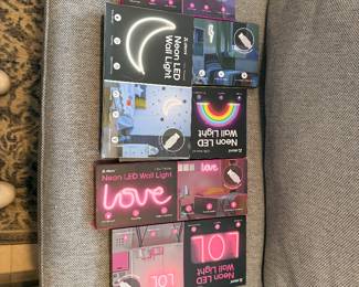 A collection of neon wall lights 