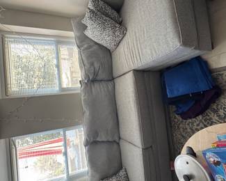 Grey herringbone sectional sleeper