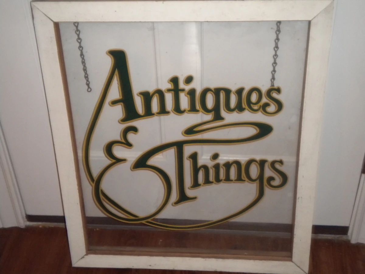 Vintage glass hanging sign
