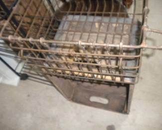 Antique milk crate and wire crate