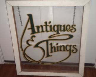Vintage glass hanging sign