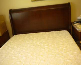 Queen sleigh headboard  AND queen memory foam like new mattress and metal frame
