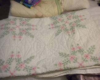 Hand cross stitched quilt