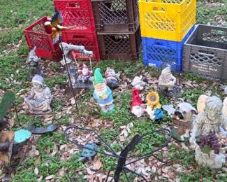 Vintage Crates and Garden Gnomes