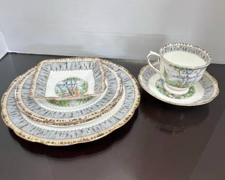 Royal Albert Silver Birch Bone China Tea Set