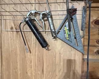 Grease Gun and 12" Empire PolySquare Measuring Square Set