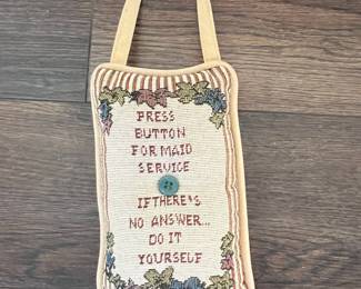Press Button for Maid Service Needlepoint Pillow