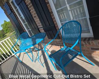 Blue Metal Geometric CutOut Bistro Set
