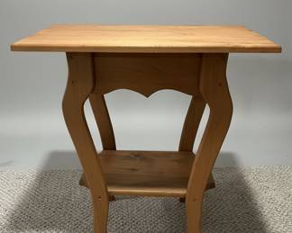 Scalloped Pine Wood Side Table 