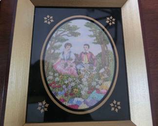 Vintage Courting Couple Needlepoint Art second image