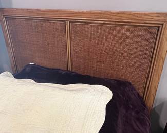 Mid-Century Modern Oak and Cane Headboards (Pair)