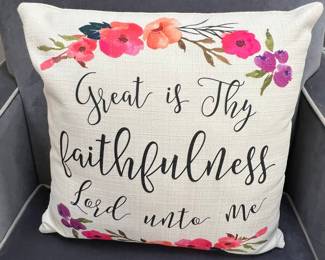 Great is Thy Faithfulness Floral Throw Pillow