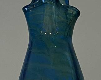 Blenko Style Blue Swirl Art Glass Vase