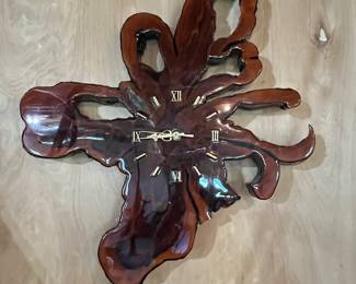 Mid Century Modern Live Edge Wood Wall Clock