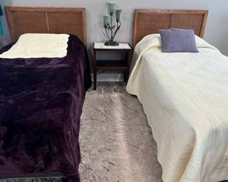 Mid-Century Modern Oak and Cane Headboards (Pair)
