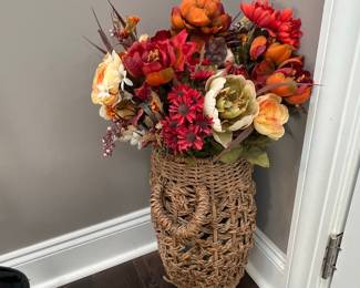 Artificial Fall Floral Arrangement in Woven Basket