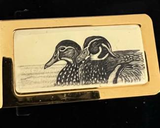 Barlow Scrimshaw Wood Duck Money Clip
