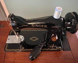 Singer Model 66 Sewing Machine with Cabinet and Stool