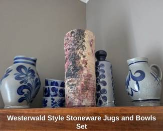 Westerwald Style Stoneware Jugs and Bowls Set