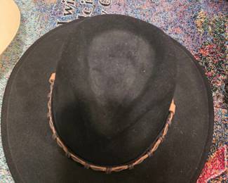 Black Felt WideBrim Hat with Leather Band