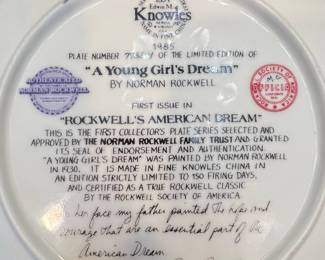 Norman Rockwell "A Young Girl's Dream" Collector Plate