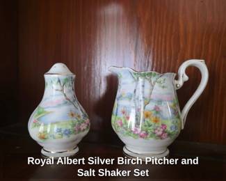Royal Albert Silver Birch Pitcher and Salt Shaker Set