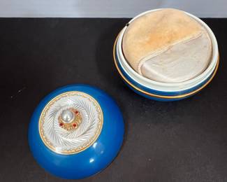 Vintage Blue Enamel Powder Compact