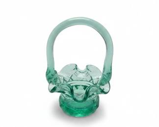 Fenton Green Glass Basket