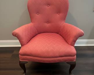 Pink Upholstered Accent Chair with Cabriole Legs - set of 2