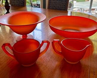 Tiffin Amberina Satin Glass