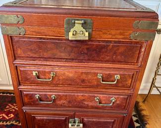 Vintage silver chest with brass detail 