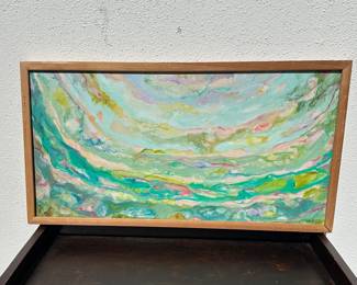 Vintage blue art wood frame