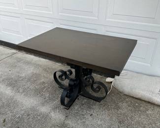 Spanish wood and iron scroll  table