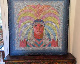 Originally pointillism art piece native American 