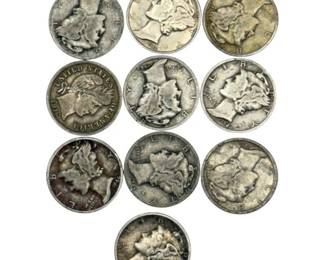 (10) Mercury and Barber Silver Dimes