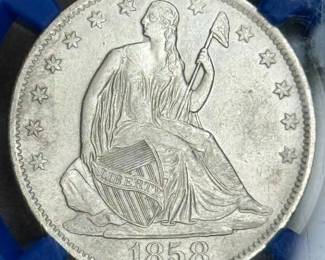 1858-O Seated Liberty Half Dollar – SS Republic Shipwreck Effect (C) UNC NGC