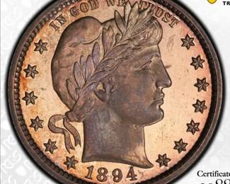 1894 Barber Quarter PCGS PR64 – Key Date Proof | Mintage 972