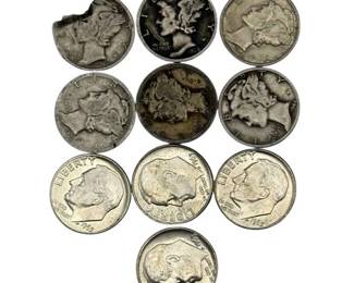 (10) Mercury and Roosevelt Silver Dimes