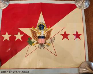 Poster of the flag of the Chief of Staff of the United States Army, featuring the Great Seal of the United States at the center of a five-pointed star, flanked by four white and four red stars