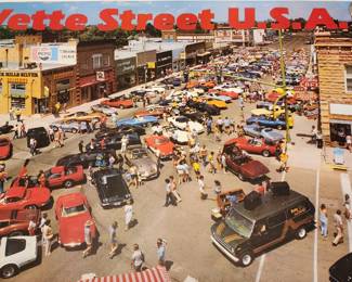 This photograph captures the Vette Street USA car show in downtown Spearfish, South Dakota