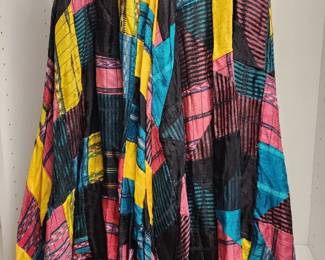 Vintage 1970s Joseph Magnin Bandana Multi Color Print Boho Vintage Cotton Maxi Skirt