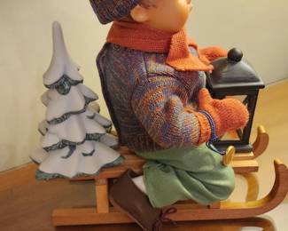 Hummell Boy on Shed with Christmas Tree