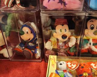 Ty branded plush toys, including Mickey Mouse in various themed outfits