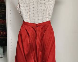 German dirndl dress featuring a sleeveless white bodice