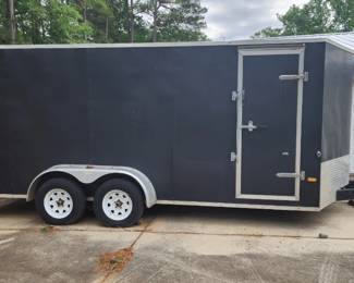 Black enclosed cargo trailer
